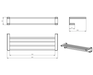 Полка для полотенец  Wonzon & Woghand WW-V3902-MB чёрный матовый